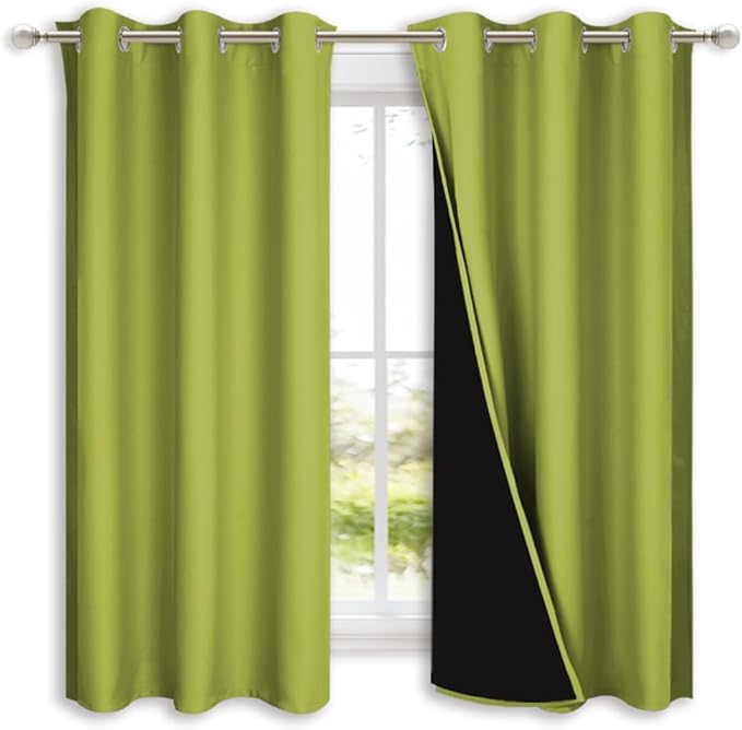 NICETOWN 100% Blackout Curtains 45 inches Long, Fresh Green, 1 Pair, 42 inches by NICETOWN