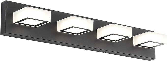 Ralbay Modern LED Black Vanity Lights 4 Lights Acrylic Bathroom Vanity Lighting by RalbayLighting