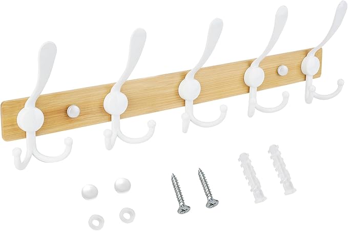 TICONN Wall Mounted Coat Rack, Five Heavy Duty Tri Hooks All Metal Construction by TICONN