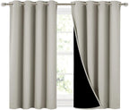 NICETOWN Natural 100% Blackout Curtains 45 inches Long, 2 Thick Layers by NICETOWN