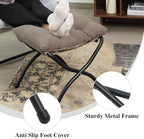 15"(H) Folding Ottoman, Foldable Footrest Stool, Portable Small Foot Stool for Couch, Collapsible Foot Rest Ottoman for Sofa, Padded Ottomans for Home, Living Room, Bedroom, Light Brown - Image 6