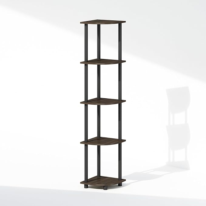 Furinno Turn-N-Tube Storage Shelves, 5-Tier Book Shelf, Corner Shelf, Toolless - Image 4
