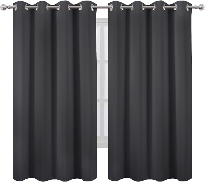 LEMOMO Dark Grey Blackout Curtains 66 x 63 Inch Length/Set of 2 Curtain - Image 2