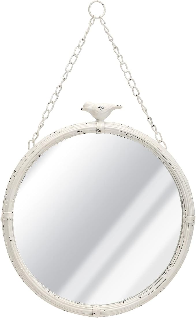 NIKKY HOME 11 Inch Decorative Small Hanging Mirrors Vintage Rustic Round Metal by NIKKYHOME