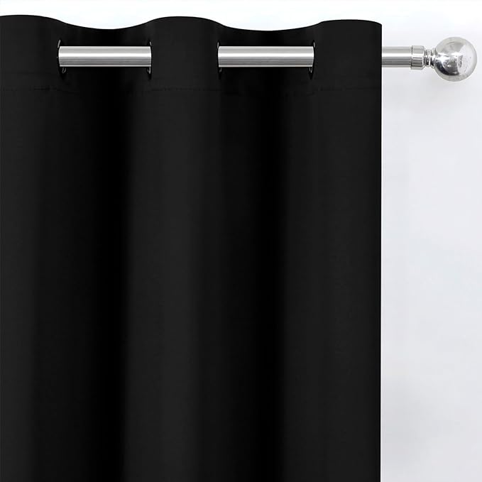 LEMOMO Blackout Curtains 52 x 120 Inch Long Black Curtains Set of 2 Panels Room - Image 6