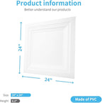 Art3d 24-Pack Square Drop Ceiling Tile 2ft x 2ft in White, PVC Ceiling Panel 24 - Image 2