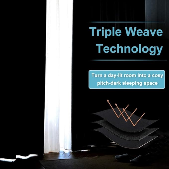 RYB HOME Black Privacy Office Divider Panel Extra Wide Long Curtain, Premium - Image 5