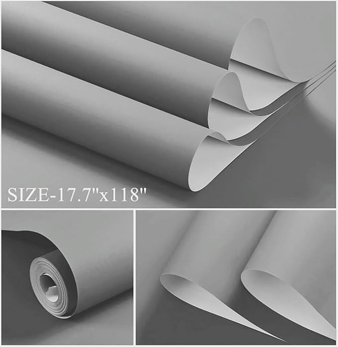 Dimoon 236''x17.7'' Grey Peel and Stick Wallpaper Contact Paper Modern Self - Image 4