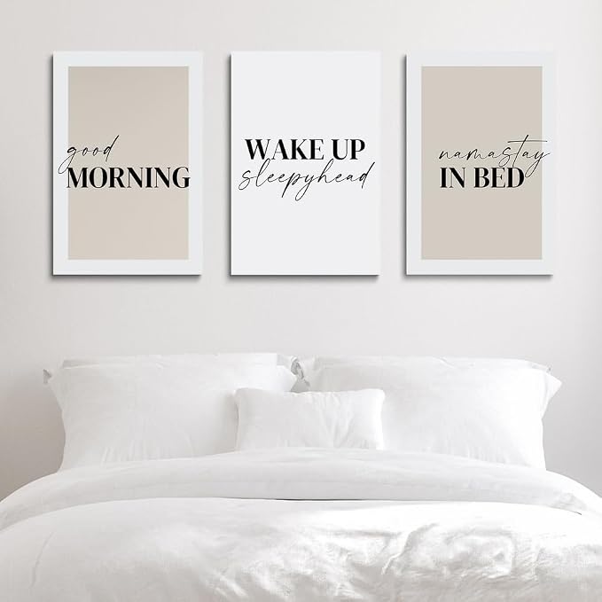 GUBIYU Bedroom & Morning Wall Art Prints Set of 3, Above Bed Decor, Good - Image 4