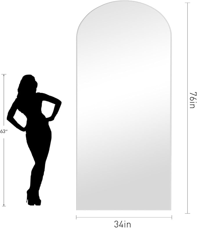 Dewfig Arched White Full Length Mirror, Full Body Mirrors - Image 8