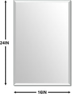 Beveled Bathroom Mirror for Wall, Rectangle Frameless Wall Mirror 24" x 16" - Image 3