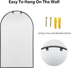 Wall Mounted Mirror, 38x24 Inch Black Bathroom Mirror, Arched Window Mirrors - Image 3