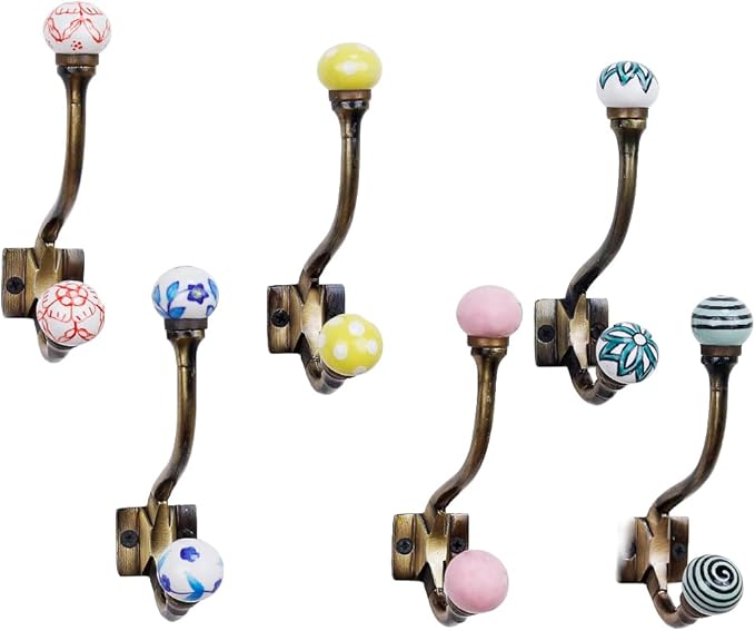 Indian Shelf 44Lb. Colorful Ceramic Double Wall Hooks by IndianShelf