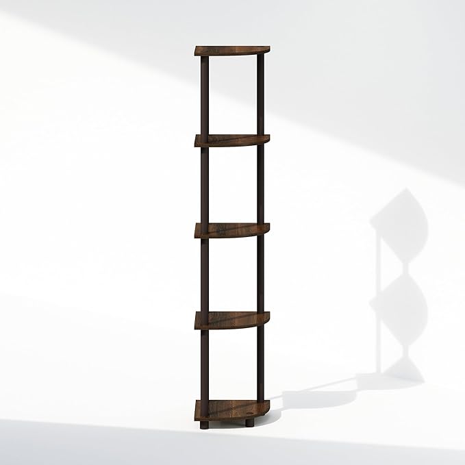 Furinno Turn-N-Tube Storage Shelves, 5-Tier Book Shelf, Corner Shelf, Toolless - Image 6