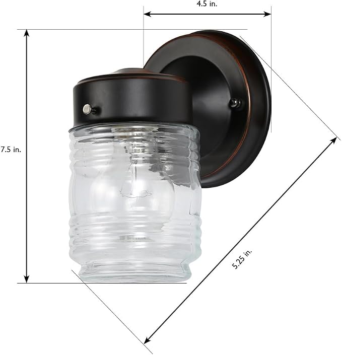 Design House Jelly Jar 1 Light Wall Light, Oil Rubbed Bronze, Outdoor Downlight - Image 3