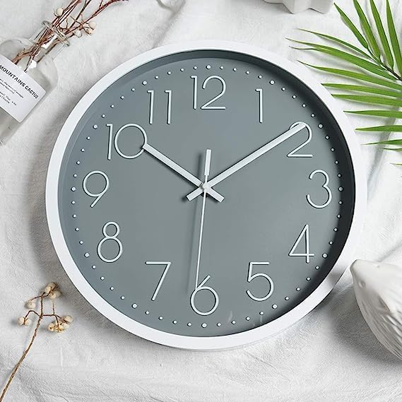 JUSTUP 12in Non-Ticking Wall Clock, Silent Battery Operated Wall Clock - Image 3