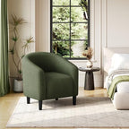 Yaheetech Small 25.5in Wide Corduroy Barrel Accent Chair, Dark Green - Image 2