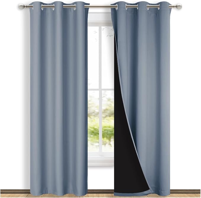 NICETOWN Blackout Curtains 84 inches Long, 2 Pieces, Vintage Blue, Full Light by NICETOWN