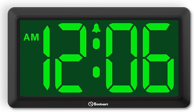 Soobest 9.5 Inch Large Digital Wall Clock Battery Operated, Auto & Manual by Soobest