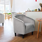 Yaheetech Small 25.5in Wide Velvet Barrel Accent Chair for Bedroom, Gray - Image 2
