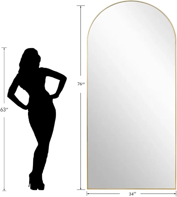Dewfig Arched Full Length Mirror, Full Body Mirrors - Image 9
