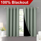 NICETOWN Greyish Green 100% Blackout Curtains 45 inches Long, 2 Thick Layers - Image 2