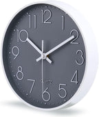 jomparis 10 Inch Gray Wall Clock Battery Operated Silent & Non-Ticking Wall - Image 8