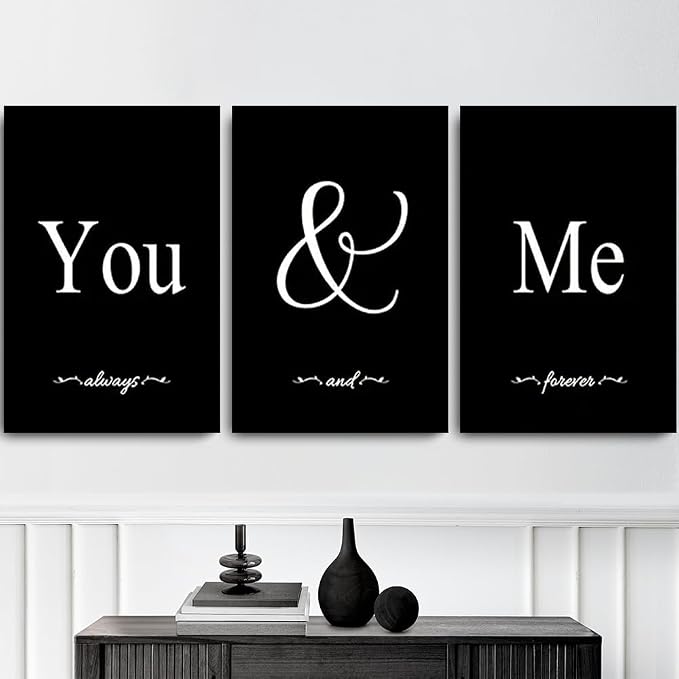 GUBIYU Set of 3 Framed Farmhouse You and Me Wall Art Above Bed Wall Decor - Image 4