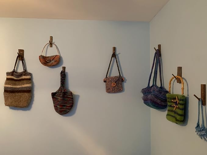 YANGQIHOME Pack of 4 Vintage Real Wood Tree Branch Wall Hook, Rustic Decorative - Image 4