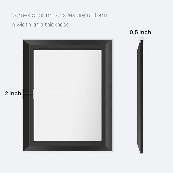 Amorho Black Bathroom Mirror, 50 X30 Inch Thick Metal Framed Wall Mirrors - Image 7