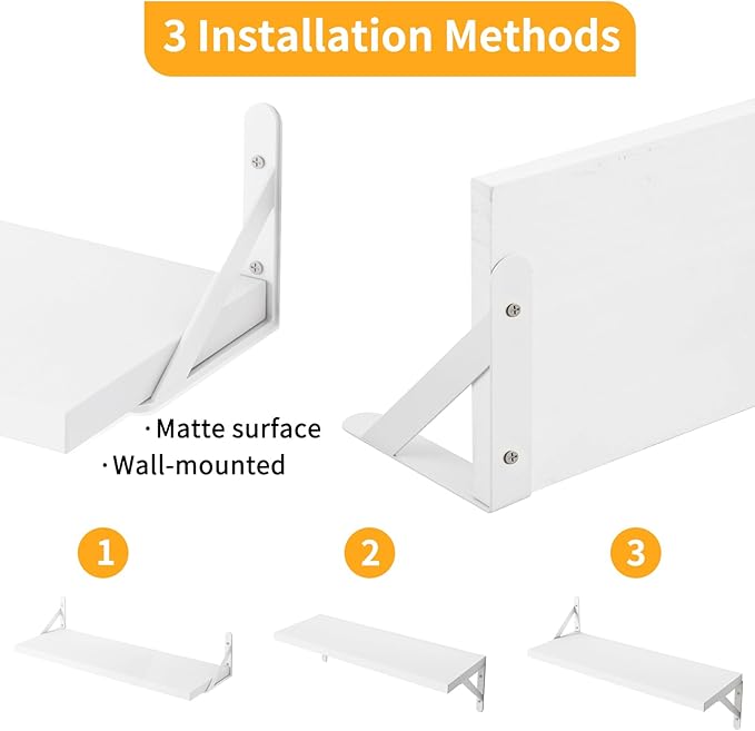 YGEOMER Floating Shelves for Wall, Different Sizes White Wall Shelves for - Image 4