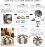 Thgonwid Unstuffed Moroccan Ottoman Pouf Cover, Ottoman Footstool Storage Solution, Bean Bag Chair, Foot Rest, Gray & Mushroom - Image 6