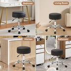 Adjustable Vanity Stool Storage Swivel Rolling Vanity Chair with Wheels - Image 5