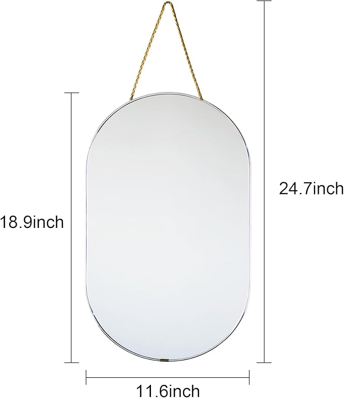 Oval Mirror with Lanyard, High Definition Bathroom Mirror - Image 2