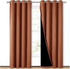 NICETOWN Burnt Orange 100% Blackout Window Curtain Panels, Heat and Cold by NICETOWN