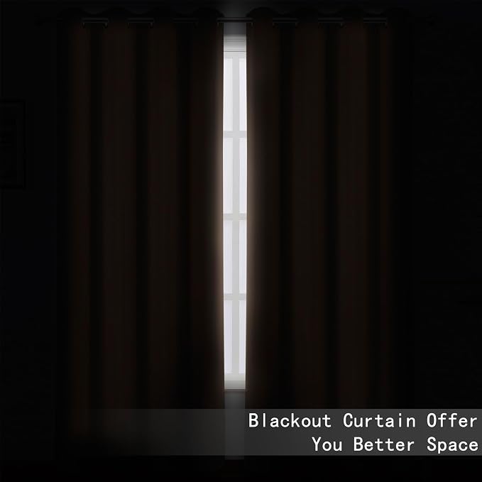 LEMOMO Blackout Curtains 52 x 90 Inch Long Cappuccino Curtains Set of 2 Panels - Image 3