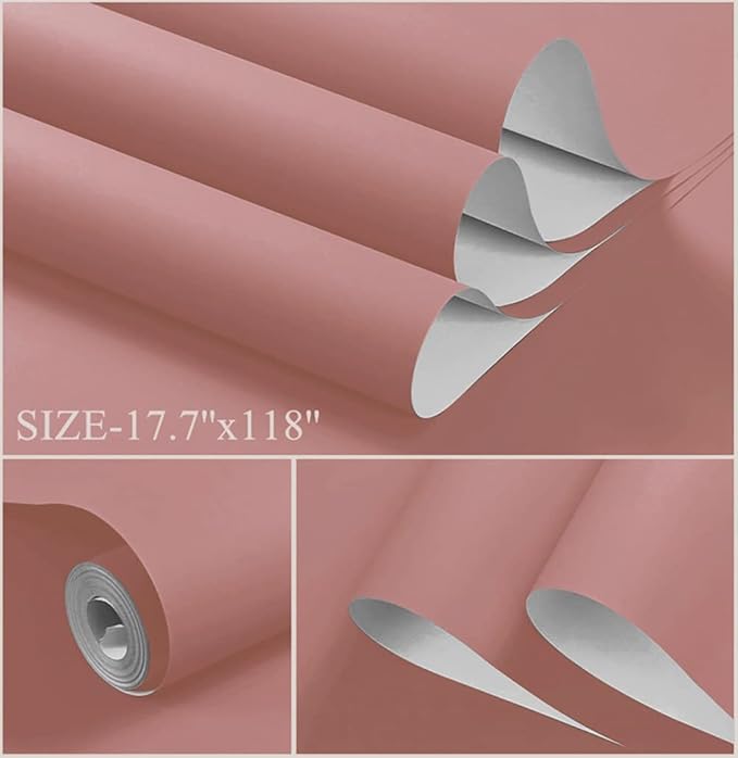 Dimoon 110''x17.7'' Pink Peel and Stick Wallpaper Contact Paper Modern Self - Image 2