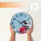 Mxocom Meditation Wall Clock Water Lily and Zen Stone Natural Still Relax 10 - Image 4
