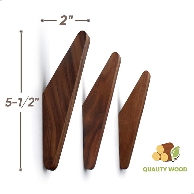 COCOYA 2Pack Wood Hooks Wall Mounted, Minimalist Easy Install Natural Real - Image 6