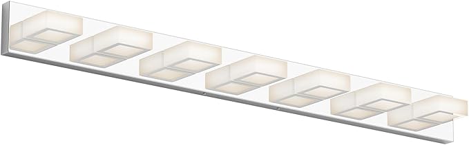 Ralbay 46" LED Chrome Vanity Lights 7 Lights Acrylic Stainless Steel LED Modern by RalbayLighting