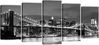 Wieco Art Large Brooklyn Bridge Night View Modern Giclee Canvas Prints Artwork by WiecoArt