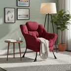 Welnow Lazy Chair for Adults，Modern Reading Accent Chair,Burgundy Single - Image 2