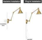 TRLIFE Wall Sconces Plug in, Dimmable Wall Sconces Brushed Brass Swing Arm Wall - Image 7
