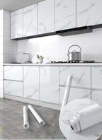 Glossy Marble Paper Granite Gray/White Wallpaper Peel and Stick Wallpaper Self - Image 3