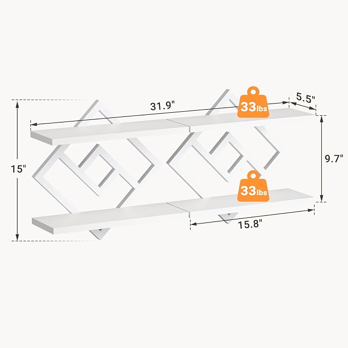 ELYKEN Floating Shelves for Wall, 2-Tier Wall Mounted Storage Shelves for Books - Image 2