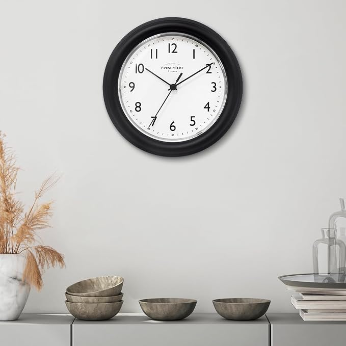 PresenTime & Co. 8.5" Modern Farmhouse Essential Wall Clock, Silent non Ticking - Image 6
