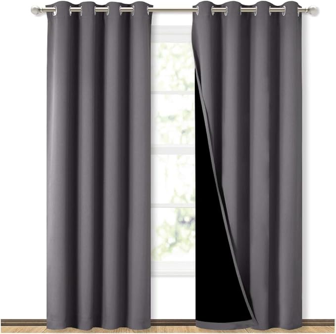 NICETOWN Grey Full Shade Curtain Panels, Pair of Energy Smart & Noise Blocking by NICETOWN