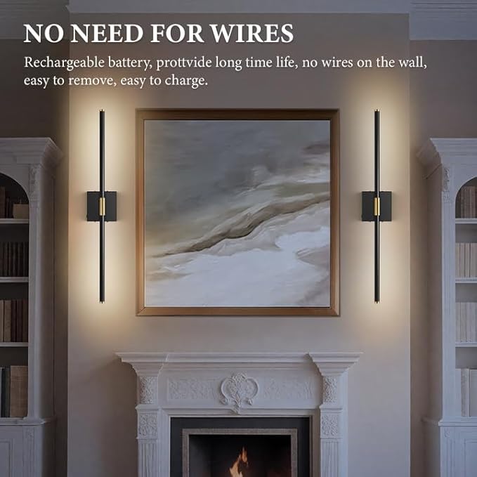 SAIMAND Wireless Sconces Set of 2 Battery Operated, 8000mAh USB Rechargeable - Image 3