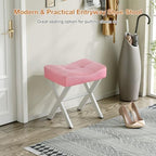 Memobarco 18-Inch Leather Vanity Stool Chair, Pink Saddle Vanity Stool - Image 6