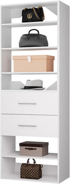 ROOMTEC Modular Closet System, 25.5" 2 Drawer Shelf Closet Tower Wall-Mounted by ROOMTEC